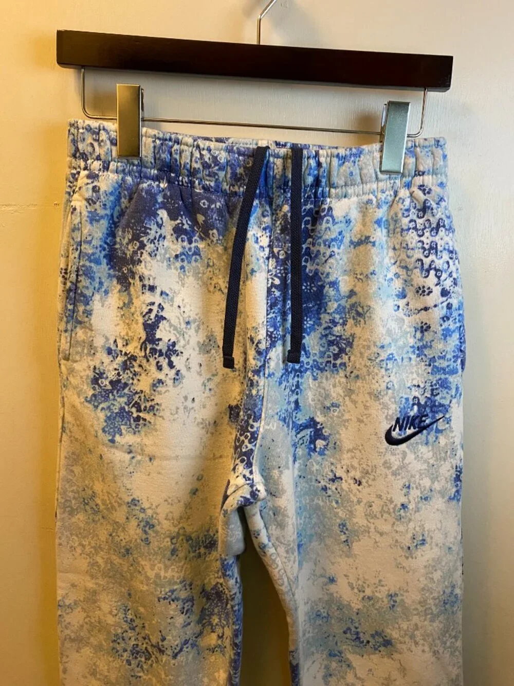 Nike Tie Dye Jogger Sweatpants Size Small Blue White Heavyweight Fleece Zipper P